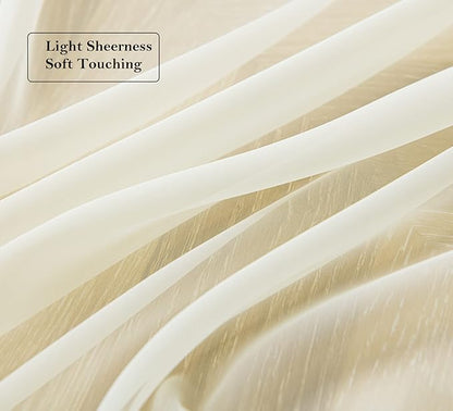 PI Sheer Voile Light Filtering Curtains Grommet Top,Backdrop Window Treatment for Living Room/Bedroom 2 Panels (W52 X L84, Butter)