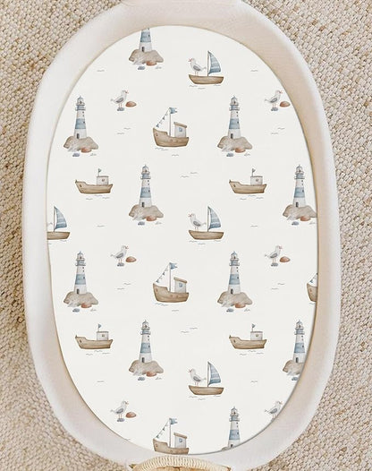 Bassinet Sheets for Baby Girls Boys 2 Pack, Fitted Baby Mattress Sheet for Rectangle, Oval, Hourglass Bassinet Mattress, Breathable Cozy & Universal Fit (Little Farm)