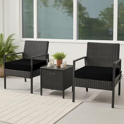 idee-home Outdoor Cushions for Patio Furniture, Outdoor Seat Cushion, Waterproof Couch Hampton Bay Deep Seat Replacement Chair Cushions for Garden Lawn Backyard Deck, 24 x 26 Black