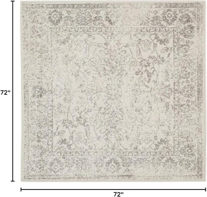 SAFAVIEH Adirondack Collection Area Rug - 6' Square, Ivory & Rose, Distressed Vintage Floral Design, Non-Shedding & Easy to Clean, Ideal for Living Room, Bedroom, Dining Space (ADR109H)