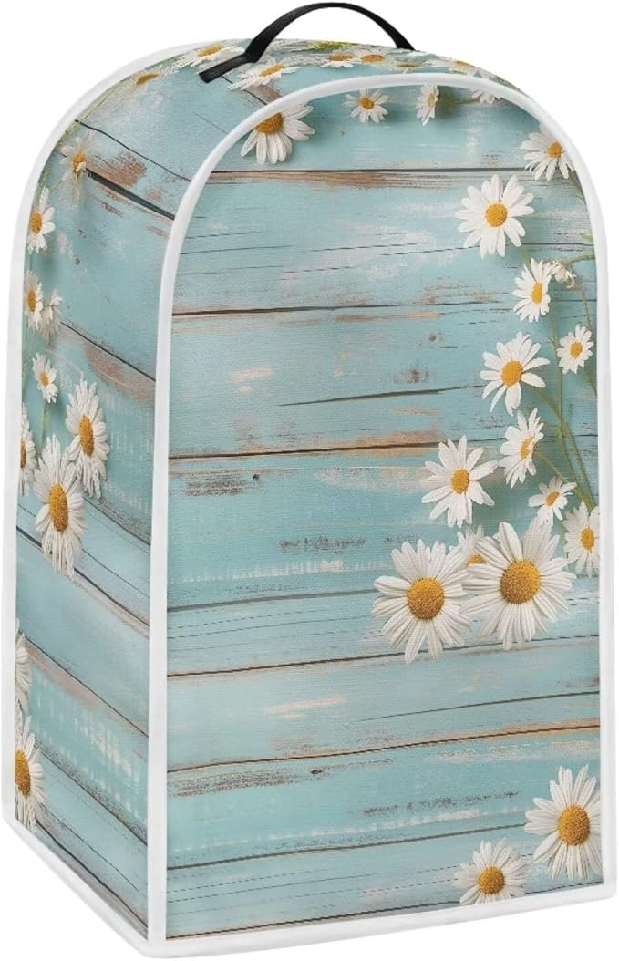 Daisy Blender Cover Teal Wood Appliance Dust Cover Universal for Food Processor Coffee Maker Juice Machine Reusable Protection Cover for Stand Mixer