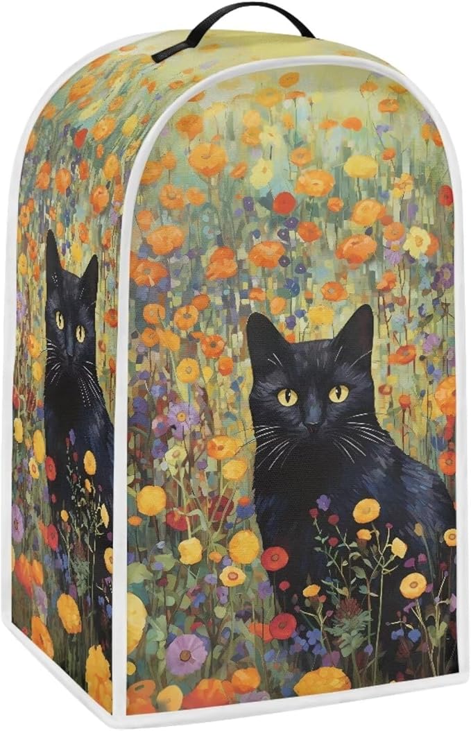 Talayituse Cat Flower Print Blender Cover Kitchen Appliance Covers Stand Mixer or Coffee Juice Machine Blender Dust Cover and Fingerprint Protection