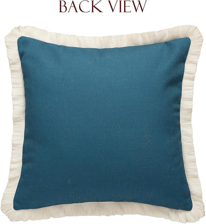 patdrea Designer Square Throw Pillow Covers Set of 2,French Vintage Blue Farmhouse Linen Floral Pattern Pillow Cover,Decorative Pillowcases Cushion for Bed Living Room Outdoor Car,18"x18"