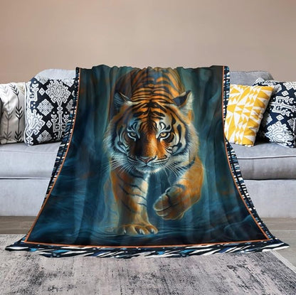 Tiger Blanket Tiger Throw Blankets for Couch Sofa Decor Soft Cozy Fleece Flannel Gifts for Men Women Adults Lover 60"x80"