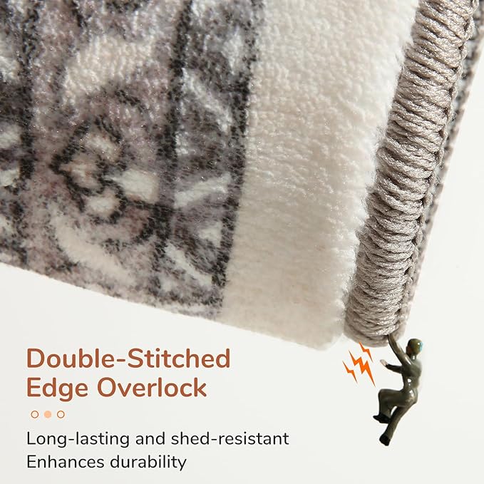 OPPODREAM Thin 10x14 Area Rugs, Washable Rugs 10x14 with Non Slip Backing, Low-Pile Faux Cashmere 10 x 14 Carpet, Brown