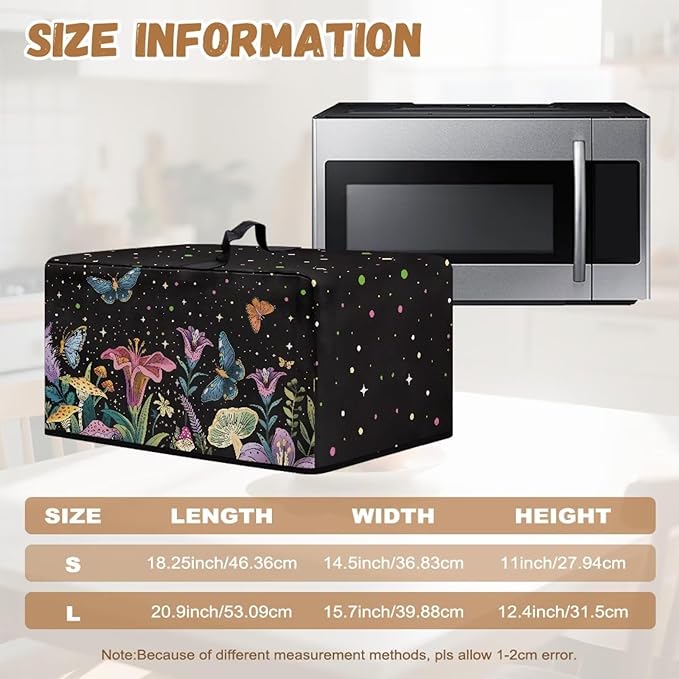 Microwave Oven Cover, Butterfly Heat-Resistant Polyester Machine Protector Decorative Kitchen Appliance Covers Waterproof Microwave Oven Cover for Most Countertop Microwaves
