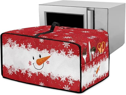 Christmas Countertop Convection Oven Cover Dust Protection Air Fryer Toaster Oven Covers for Home Kitchen Decorations 16.5 x 20.5 x 10 Inches, M, Snowman Face Snowflake Red White