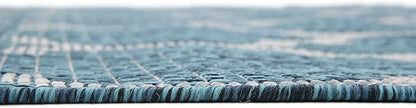 Unique Loom Outdoor Trellis Collection Area Rug (6' 1" x 9' Rectangle, Teal/ Gray)