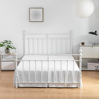 Bed Skirt King Size, Pleated Waffle Weave Bed Skirt with Split Corners, Tailored Dust Ruffle 16 Inch Drop Easy Fit, Machine Washable (White, King - 16" Drop)