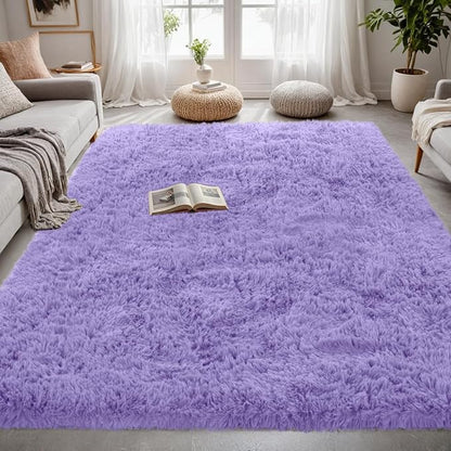 4x6 Area Rugs for Living Room Rug: Soft Fluffy Shag Purple Rugs for Bedroom, Non-Slip Large Fuzzy Plush Rug Indoor Floor Carpet for Nursery Kids Boys Girls Room, Dorms, Playroom, Modern Home Decor