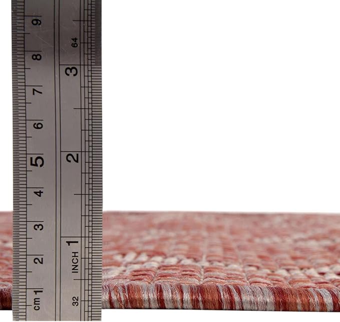 Unique Loom Outdoor Trellis Collection Area Rug - Trellis (Round 13' 0" x 13' 0", Rust Red/ Ivory)
