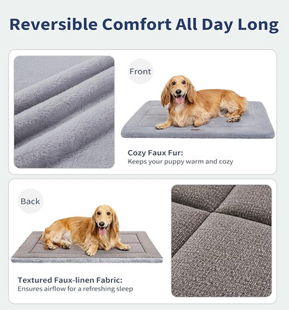 MADE 4 PETS Dog Crate Pad Bed for Extra Large Dogs, Washable & Reversible, Anti-Slip Kennel Mat for Cozy Sleeping, Soft Fluffy Dog Bed for Indoor & Outdoor Use, 48"x30", Gray
