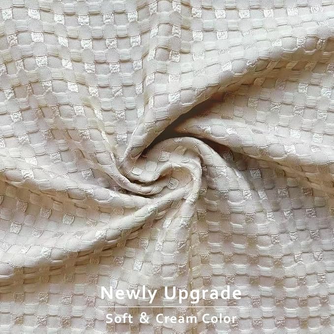 MIYE Pleated Waffle Weave Bed Skirt, Tailored Dust Ruffle 14 Inch Drop Easy Fit, Machine Washable,No Split Corners (Beige, TwinXL - 14" Drop)