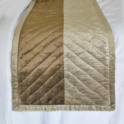 The HomeCentric King/Queen/Twin Brown Decorative Bed Runner CA King 86"x18" Bed Runner Without Pillow Cover, Solid, Chevron, Patchwork, Quilted Bed Scarf on Velvet Fabric - Plush Divide