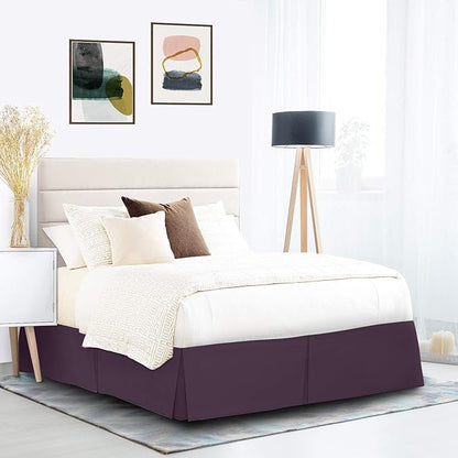 Nestl Dark Purple Full XL Bed Skirt - Full XL Size Bed Skirt 14 Inch Drop - Brushed Microfiber Bed Skirts - Hotel Quality Pleated Bed Skirt - Shrinkage & Fade Resistant