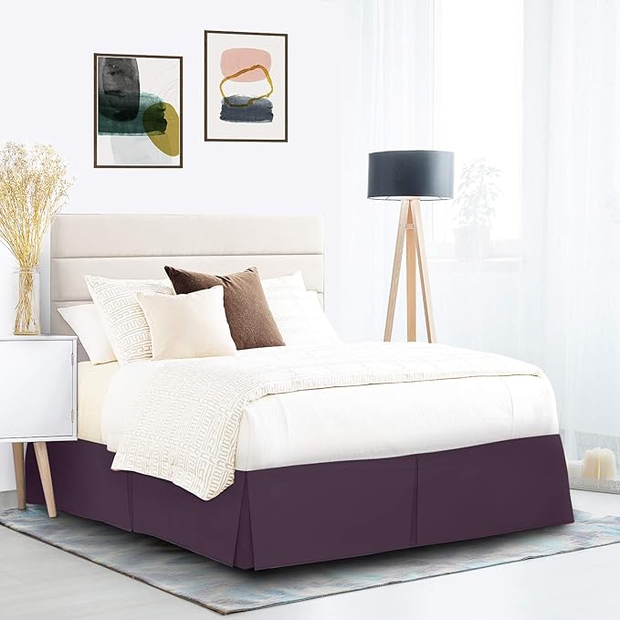 Nestl Dark Purple Twin XL Bed Skirt - Twin XL Size Bed Skirt 14 Inch Drop - Brushed Microfiber Bed Skirts - Hotel Quality Pleated Bed Skirt - Shrinkage & Fade Resistant