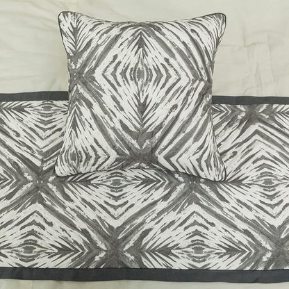 The HomeCentric King/Queen/Twin Grey & White Designer Twin 53"x18" Bed Runner Without Pillow Cover, Quilted Bed Scarf on Cotton Fabric - Grey Semblance