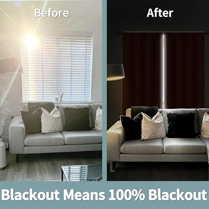 BGment Burnt Orange 100% Blackout Curtains for Bedroom/Living Room, Fall Full Room Darkening Noise Reducing Curtains 84 Inch Length, Thermal Insulated Rod Pocket Window Drapes 2 Panels, 52 Inch Wide