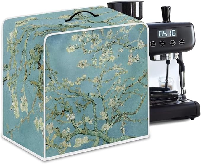 Coffee Machines Covers - Dust Resistant Protective Covers For Coffee Makers, Blender, Mixer, Juice Machine - Dust Proof, Washable Almond Blossoming Green