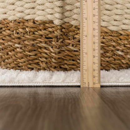 Hauteloom Keita Living Room, Bedroom Area Rug - Contemporary - High Pile - Bone - 6'7" x 9'