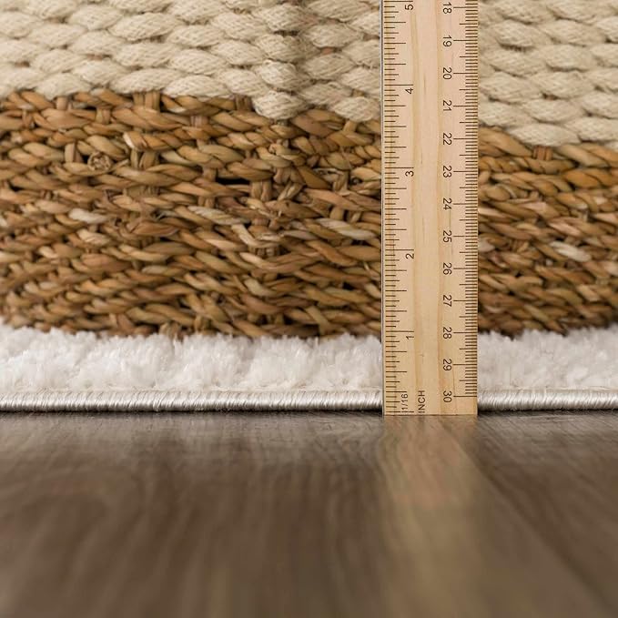 Hauteloom Keita Living Room, Bedroom Area Rug - Contemporary - High Pile - Bone - 9'2" x 12'