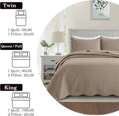 IR Imperial Rooms 8 Pack California King Quilt Bedding Set (118"x106") - Bulk Wholesale for Hotels, Guest Bedroom & Airbnbs - Lightweight Microfiber Reversible Embossed Quilts Bedspread (Beige)