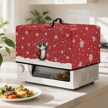Microwave Oven Dust Cover, Christmas Cat Dust-Proof Microwave Toaster Oven Cover Washable Microwaves Ovens Covers Printed Microwaves Ovens Covers Kitchen Appliance Dust Protector
