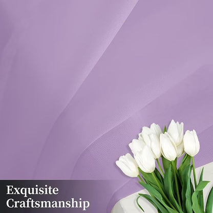 Sheer Curtains 72 Inches Long 2 Panels, Rod Pocket Short Curtain for Kitchen, Bedroom, Cafe Window(Lavender 38" W x 72" L)
