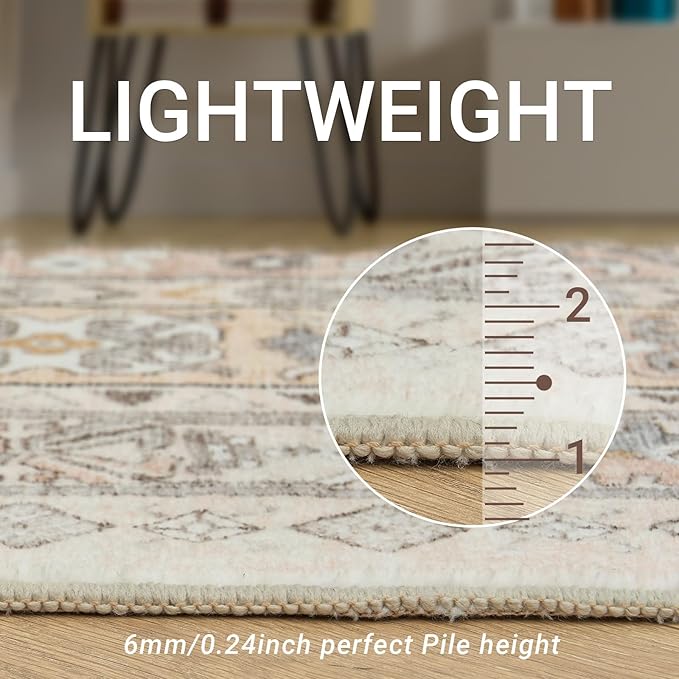 zesthome 8x10 Area Rugs for Living Room,Non-Slip Backing Washable Rugs,Vintage Large Area Rug，Stain Resistant Home Decor Rug