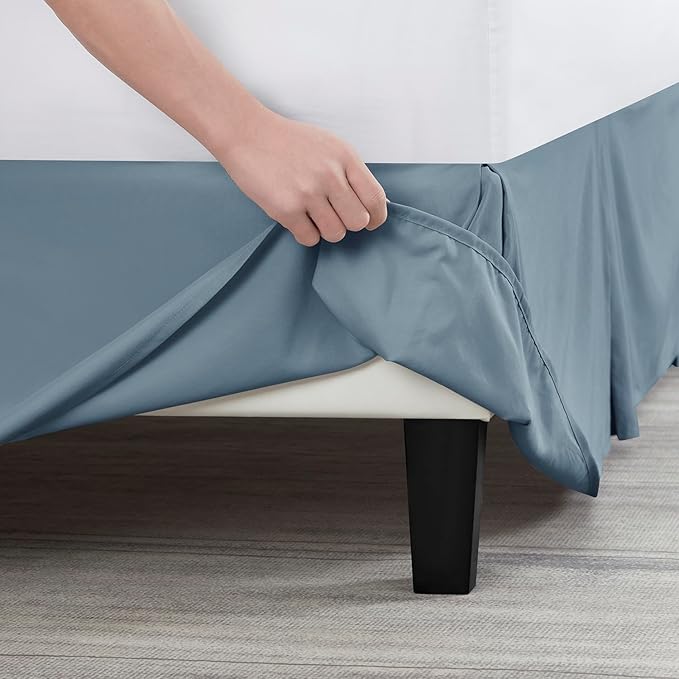 Nestl Stone Blue Twin XL Bed Skirt - Twin XL Size Bed Skirt 14 Inch Drop - Brushed Microfiber Bed Skirts - Hotel Quality Pleated Bed Skirt - Shrinkage & Fade Resistant
