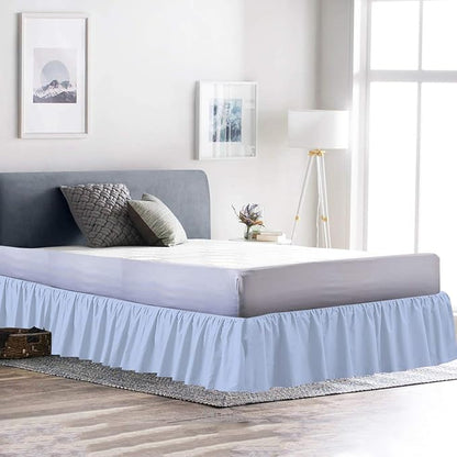Bed Skirt - Ruffled Bed Skirt (Full, Light Blue) 12 Inch Drop Dust Ruffle with Platform, 100% Cotton 800 Thread Count Fabric - Dust Ruffle Bedskirt for Easy Fitting and Easy Care