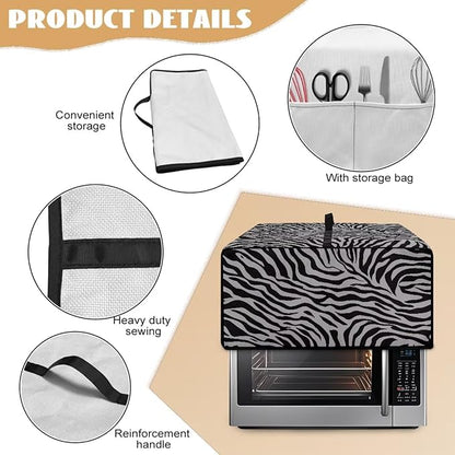Grey Zebra Print Microwave Oven Dust Cover Dust-Proof Waterproof Microwave Toaster Oven Cover Easy to Clean Kitchen Machine Covers Case Protections Protector, S