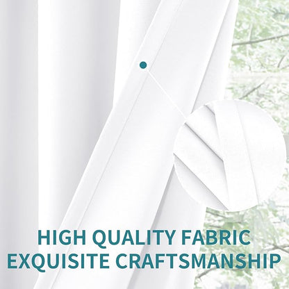 BGment Pure White Cafe Curtains 36 Inch Length for Over Sink - Small Half Drapes with Rod Pocket Privacy for Bathroom Kitchen Windows, 2 Panels, 29 x 36 Inch