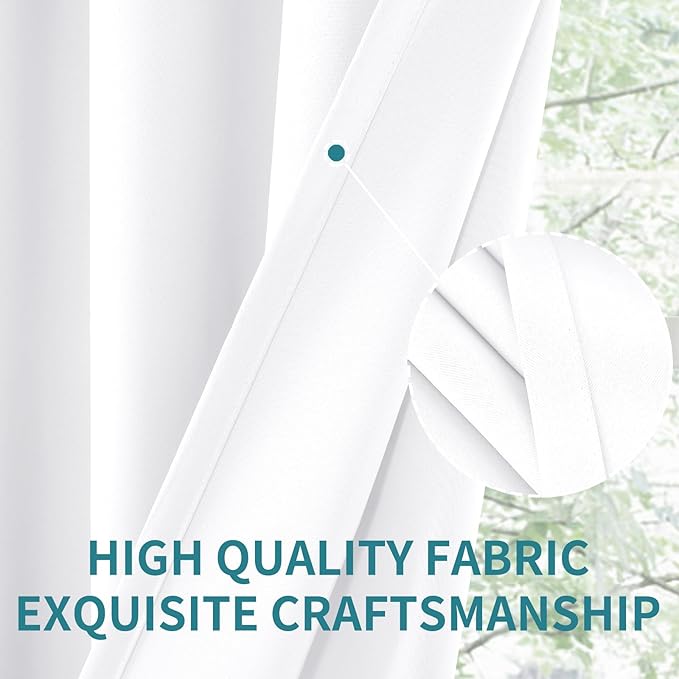 BGment White Curtains 30 Inches Length Half Window for Kitchen Over Sink - Rod Pocket 34 Inch Wide Small Drapes for Cabinet Cafe Basement Privacy, 2 Panels, 34 x 30 Inch
