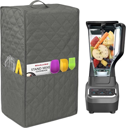 Kitchen Blender Dust Cover,Blender Covers Compatible with Ninja Foodi Blender,Blender Covers For kitchen Appliance Covers,Blender Cover with Accessory Pocket. (Grey)
