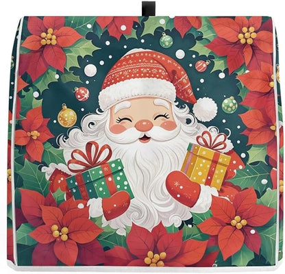 Santa Claus Stand Mixer Cover Dust Protective Poinsettia Stand Mixer Covers For Kitchen Aid 4.5-5 Quart Mixers Dustproof Cloth Cover for Small Appliance Protector Gift for Holiday