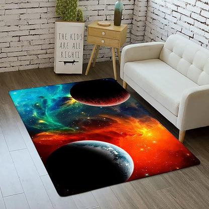 Outer Space Rug for Kids Bedroom 3x5 ft Galaxy Carpet for Boys Room Soft Non-Slip Solar System Area Rug 3D Planet Universe Rug for Living Room