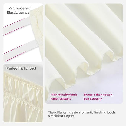 RIMELA Butter Yellow Bed Skirt King Size 15 Inch Drop, Elastic Bed Skirting for Bed Base and Frame, Lightweight Wrap Around Adjustable Bedskirt, Bedding Dust Ruffle Easy to Install
