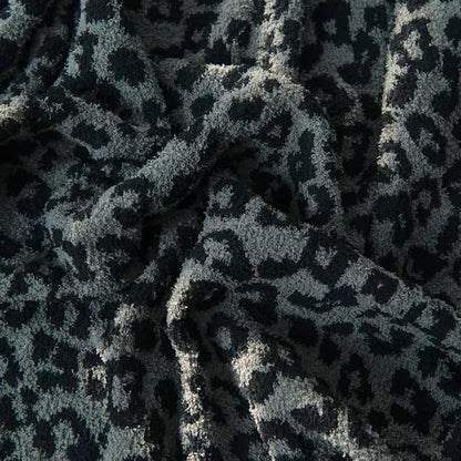 Yarn Leopard Jacquard Throw Blanket Fringe Lightweight Cozy Bed Blanket Soft Throw Blanket fit Couch Sofa Suitable for All Season,Graphite/Carbon