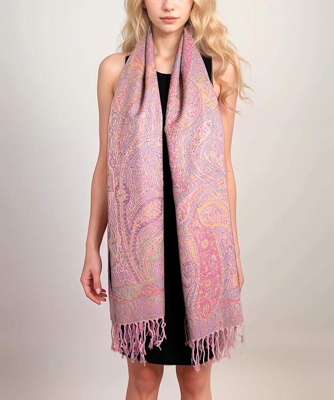 Achillea Big Paisley Pashmina Shawl Wrap for Women – Elegant Scarf for Weddings, Evening Dresses, Festivals & Daily Wear