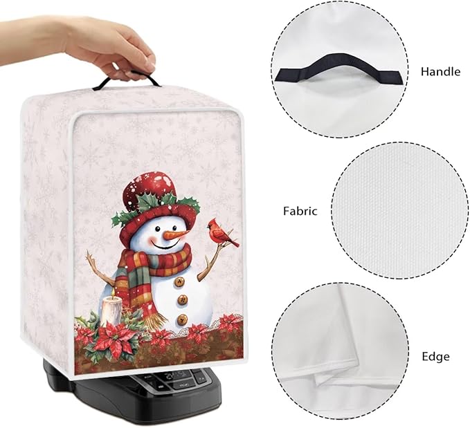 Christmas Coffee Maker Cover, Cute Snowman Cardinal Coffee Dust Protector Washable Foldable