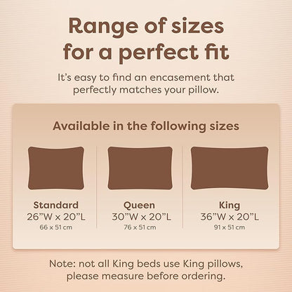 HOSPITOLOGY PRODUCTS Pillow Encasement- Zippered Bed Bug Dust Mite Proof Hypoallergenic - Sleep Defense System - Standard - Waterproof - Set of 2 - 20" H x 26" W