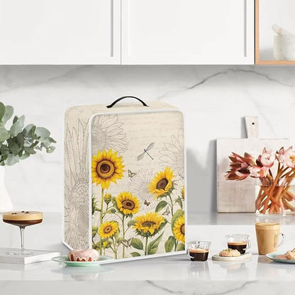 Mumeson 04-Sunflower Coffee Maker Cover Dustproof Waterproof Fabric Small Kitchen Appliances Covers Stand Mixer or Coffee Machine Fingerprint Protection Cover