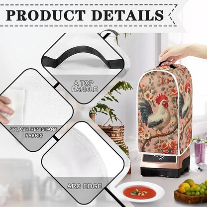 Rooster Flower Print Blender Dust Cover Stand Mixer or Coffee Maker Appliance Covers Anti Fingerprint Polyester Dust Proof Stain Resistant Blender Cover for Home Kitchen