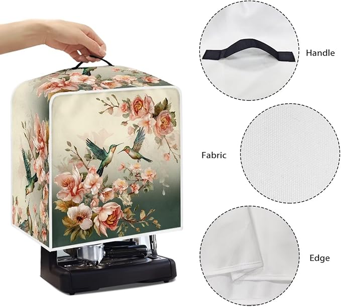 Coffee Maker Cover Protector Hummingbird Floral Kitchen Appliance Dust Cover Waterproof Folding Protector