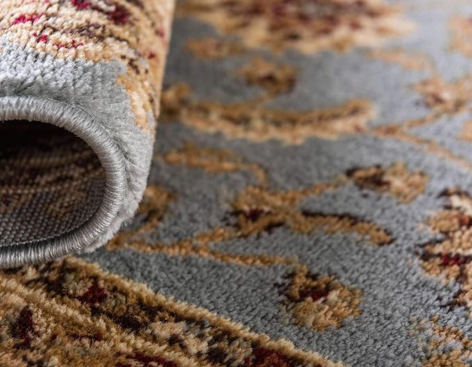 Unique Loom Voyage Collection Traditional Oriental Classic Intricate Design Area Rug (2' 2 x 6' 0 Runner, Light Blue/Gold)