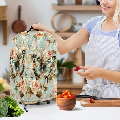 Butterflies Roses Coffee Machine Dust Cover Mixer Hood Cover Elegant Blender Covers for Kitchen Counter Blender Dust Covers for Kitchen Counter Kitchen Decor
