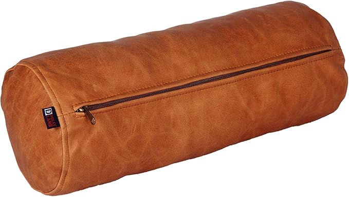 Neck Roll Pillow Cushion Cover, 22x7 Inch Full Moon Round Bolster Pillow Case, Cylinder Soft Lambskin Leather Pillowcase for Head, Spine & Neck Support During Sleep - Rusk Artical Pack of 1