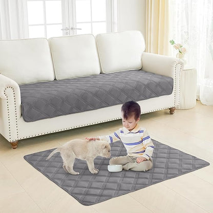 Smiry Waterproof Dog Bed Cover Blanket 68x82, Soft Reversible Pet Blanket, Washable Leakproof Cats Dogs Couch Cover for Sofa, Couch, Furniture, Lattice, Grey/Grey