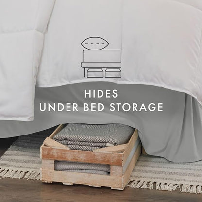Linen Market Bed Skirt - Ultra Soft Microfiber - Easy Fit with 14 Inch Tailored Drop - Hotel Quality, Shrinkage & Fade Resistant - Bed Cover - King Bed Set - Bedroom Décor - (King, Light Gray)